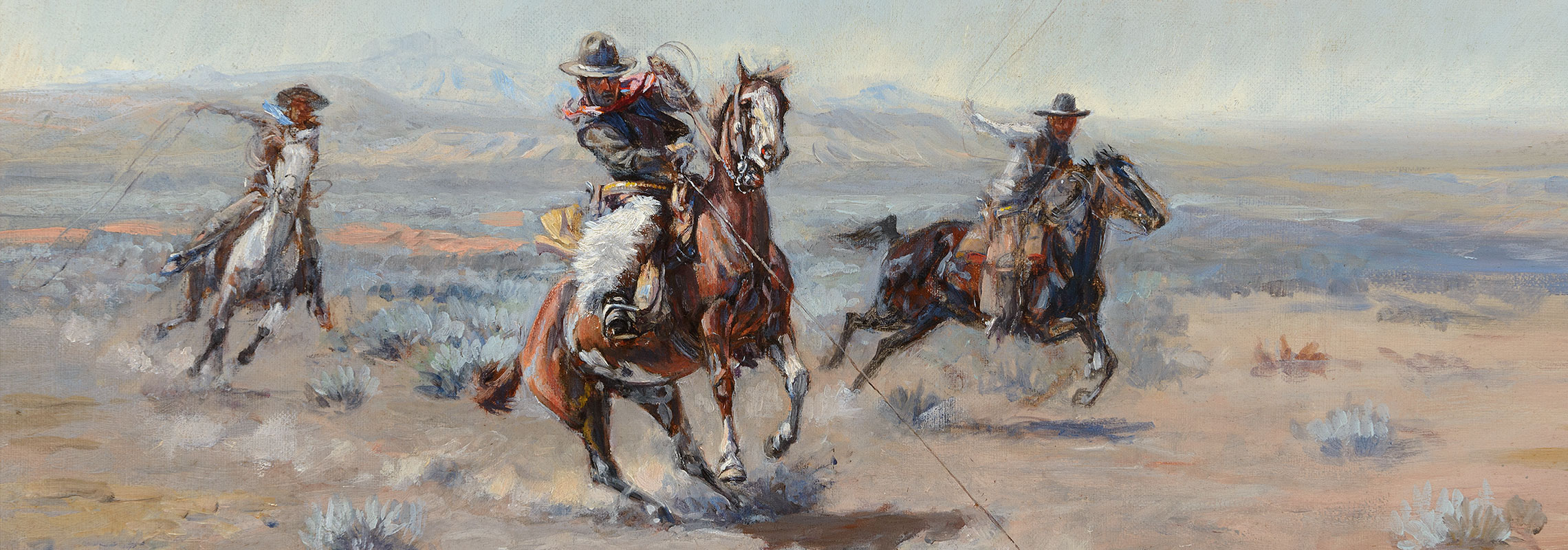 Charles M. Russell – Roping a Wolf
